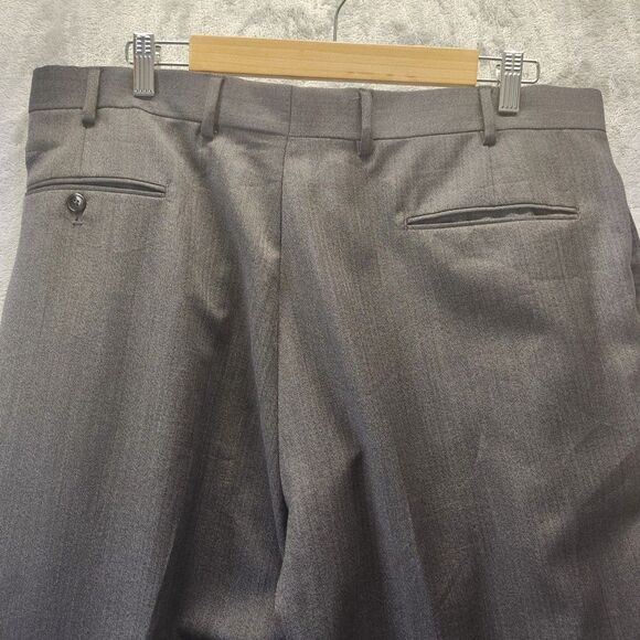 Jos A Bank Executive Collection 40x32 Dark Gray 100% Wool Cuffed Dress Pants - Picture 10 of 13